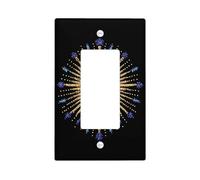 Placca di copertura per interruttore della luce dal design radiante a forma di cuore, colori blu reale e oro per la decorazione della casa, elegante stile spirituale, perfetto per l'uso tutto l'anno