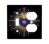 Placca di copertura per interruttore della luce dal design radiante a forma di cuore, colori blu reale e oro per la decorazione domestica, elegante stile spirituale, perfetto per l'uso tutto l'anno
