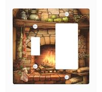 Placca di copertura per interruttore della luce del camino, design accogliente del muro di mattoni per Natale, piastre da parete in materiale termoplastico, dimensioni standard