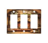 Placca di copertura per interruttore della luce del camino, design accogliente del muro di mattoni per Natale, piastre da parete in materiale termoplastico, dimensioni standard 3 gang piastra da