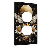 Placca di copertura per interruttore della luce del chiaro di luna, accenti da parete floreali gialli per la decorazione domestica, piastre da parete termoplastiche, presa singola duplex di