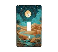 Placca di copertura per interruttore della luce del deserto al chiaro di luna/coperture per uscite, verde acqua e oro paesaggio per decorazioni domestiche, piastre da parete in materiale termoplastico