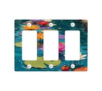 Placca di copertura per interruttore della luce del fiore delle ninfee, coperture colorate per la decorazione primaverile, piastre da parete in materiale termoplastico, dimensioni standard 3 gang