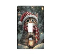 Placca di copertura per interruttore della luce del gattino, Babbo Natale rosso con lanterna per Natale, decorazione festiva per la casa, dimensioni standard singola a levetta
