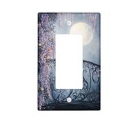 Placca di copertura per interruttore della luce del gatto al chiaro di luna, incantevole scena notturna per decorazione domestica, piastre da parete in materiale termoplastico, dimensioni standard