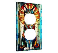 Placca di copertura per interruttore della luce del gatto in vetro colorato, design vivace con animali per la decorazione della casa, dimensioni standard, ideale per l'uso tutto l'anno presa singola
