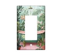 Placca di copertura per interruttore della luce del gatto tropicale, copertura per uscite, giungla botanica verde per la decorazione domestica, piastre da parete in materiale termoplastico, dimensioni