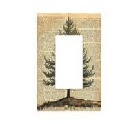 Placca di copertura per interruttore della luce del libro vintage con albero di pino antico su piastra frontale a bilanciere singolo 1 banda decorativa presa coperture per la casa cucina camera bagno