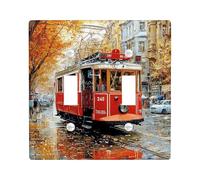 Placca di copertura per interruttore della luce del tram autunnale, design vintage rosso Streetcar per la decorazione della casa autunnale, piastra da parete in plastica, dimensioni standard doppia