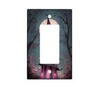 Placca di copertura per interruttore della luce della casa infestata di Halloween, design viola con torre spettrale per decorazione da parete, piastre da parete in materiale termoplastico, bilanciere