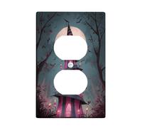 Placca di copertura per interruttore della luce della casa infestata di Halloween, design viola con torre spettrale per decorazione da parete, piastre da parete in materiale termoplastico, presa