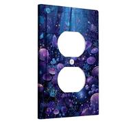 Placca di copertura per interruttore della luce della foresta magica, farfalle e funghi viola vibranti per la decorazione domestica, piatti artistici da parete in materiale termoplastico, dimensioni