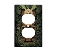 Placca di copertura per interruttore della luce della giungla tropicale, copertura per uscita, faccia Tiki in legno per decorazione da parete, piastre da parete in materiale termoplastico, presa