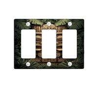 Placca di copertura per interruttore della luce della giungla tropicale, copertura per uscite, faccia Tiki in legno per decorazione da parete, piastre da parete in materiale termoplastico, dimensioni