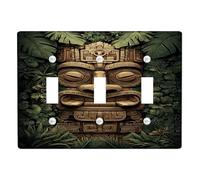 Placca di copertura per interruttore della luce della giungla tropicale, copertura per uscite, faccia Tiki in legno per decorazione da parete, piastre da parete in materiale termoplastico, dimensioni