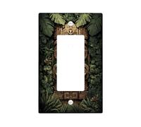 Placca di copertura per interruttore della luce della giungla tropicale, copertura per uscite, faccia Tiki in legno per decorazione da parete, piastre da parete in materiale termoplastico, dimensioni