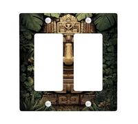 Placca di copertura per interruttore della luce della giungla tropicale, copertura per uscite, faccia Tiki in legno per decorazione da parete, piastre da parete in materiale termoplastico, dimensioni
