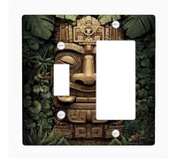 Placca di copertura per interruttore della luce della giungla tropicale, copertura per uscite, faccia Tiki in legno per decorazione da parete, piastre da parete in materiale termoplastico, dimensioni