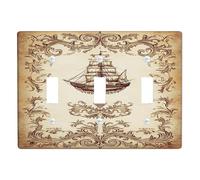 Placca di copertura per interruttore della luce della nave nautica, design vintage marrone marittimo per decorazione domestica, piastre da parete in termoplastica, dimensioni standard tripla levetta