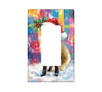 Placca di copertura per interruttore della luce della volpe, decorazione natalizia rossa con cappello di Babbo Natale, piastre da parete in materiale termoplastico, dimensioni standard, stile carino