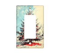 Placca di copertura per interruttore della luce dell'albero di Natale, decorazione rossa e verde per la casa delle vacanze, arte invernale da parete per soggiorno, dimensioni standard singolo