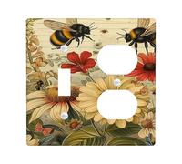 Placca di copertura per interruttore della luce dell'ape fattoria girasole floreale vintage country francese animale cottagecore piante beige verde rosso decorazione termoplastica infrangibile