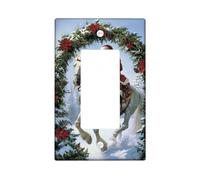 Placca di copertura per interruttore della luce di Babbo Natale, stelle di Natale rosse per decorazioni natalizie, piastra da parete in materiale termoplastico, dimensioni standard singolo Rocker