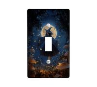 Placca di copertura per interruttore della luce di Halloween, design della foresta incantata blu notte, piastre da parete in materiale termoplastico, interruttore singolo di dimensioni standard