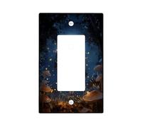 Placca di copertura per interruttore della luce di Halloween, motivo foresta incantata blu notte, piastre da parete in materiale termoplastico, bilanciere singolo di dimensioni standard