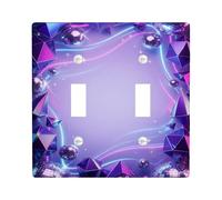 Placca di copertura per interruttore della luce doppia, a forma di palla da discoteca, forme geometriche moderne con stelle, in plastica, viola, dimensioni standard, decorazione per nuovo appartamento