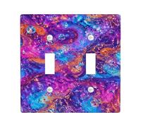 Placca di copertura per interruttore della luce doppia, astratta moderna con bolle sfumate nessuna viola in plastica di dimensioni standard, piatti decorativi da parete per camera da letto, bagno