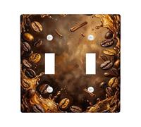Placca di copertura per interruttore della luce doppia, caffè rustico, chicchi di caffè, in plastica marrone, dimensioni standard, accessori per casa, soggiorno, camera da letto, bagno, decorazione