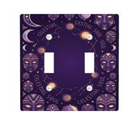Placca di copertura per interruttore della luce doppia, celeste mistica luna stelle nessuna viola plastica dimensioni standard interruttore a levetta copertura per casa soggiorno nuovo appartamento