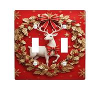 Placca di copertura per interruttore della luce doppia, con fiocco natalizio in plastica rossa, dimensioni standard, decorazione per camera da letto, bagno, cucina, ingresso