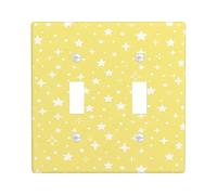 Placca di copertura per interruttore della luce doppia, con stelle e puntini moderni, in plastica gialla estiva, dimensioni standard, decorazione per casa, soggiorno, nuovo appartamento