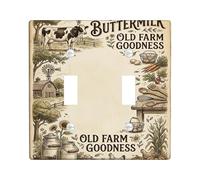 Placca di copertura per interruttore della luce doppia da cucina a forma di mucca, rustica, zucca, girasole, autunno, beige, in plastica, dimensioni standard, per casa, soggiorno, nuovo appartamento
