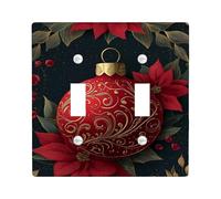 Placca di copertura per interruttore della luce doppia, decorazione natalizia tradizionale con foglie di stella di Natale in plastica rossa, dimensioni standard, per nuovo appartamento, casa, camera