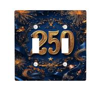 Placca di copertura per interruttore della luce doppia, decorazione per camera da letto, bagno, cucina, ingresso con nastri e stelle, in plastica blu, dimensioni standard, decorazione per camera da