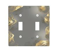 Placca di copertura per interruttore della luce doppia dorata, moderna ed elegante spirale grigia N/a in plastica dorata, dimensioni standard, per interruttore da parete, accenti per camera da letto