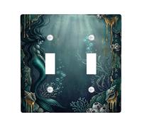 Placca di copertura per interruttore della luce doppia, fantasia mistica con conchiglie di corallo estive, in plastica, dimensioni standard, decorazione da parete per camera da letto, bagno, cucina