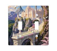 Placca di copertura per interruttore della luce doppia, fantasia romantica con fiori di montagna primaverili, in plastica pastello, dimensioni standard, accessori per soggiorno, camera da letto, casa