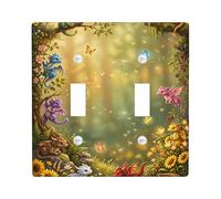Placca di copertura per interruttore della luce doppia, fantasiosa farfalla fiore primavera verde plastica dimensioni standard placca interruttore da parete accenti per casa, soggiorno, camera da