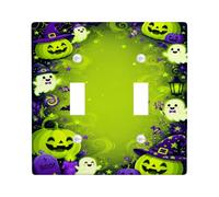 Placca di copertura per interruttore della luce doppia, fantasiosa lanterna fantasma festiva Halloween verde, dimensioni standard, piastra decorativa per soggiorno, camera da letto, casa, ufficio