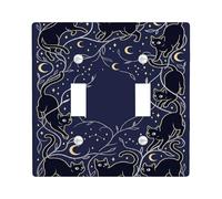 Placca di copertura per interruttore della luce doppia, fantasiosa luna mistica stelle Halloween blu navy plastica dimensioni standard interruttore a levetta copertura per casa soggiorno nuovo