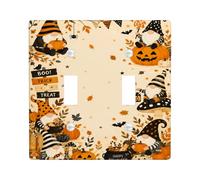 Placca di copertura per interruttore della luce doppia, fantasioso cartello natalizio con gnomo di Halloween, arancione, dimensioni standard, piatti decorativi da parete per camera da letto, bagno