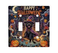 Placca di copertura per interruttore della luce doppia, fantasioso castello di zucche festive, Halloween, arancione, dimensioni standard, piatti decorativi da parete per casa, soggiorno, nuovo