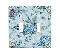Placca di copertura per interruttore della luce doppia, floreale elegante felce farfalla primavera blu plastica dimensioni standard piatti decorativi da parete per casa soggiorno camera da letto bagno