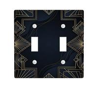 Placca di copertura per interruttore della luce doppia, forme geometriche con linee moderne N/a in plastica nera, dimensioni standard, copertura per interruttore della luce a levetta, per casa