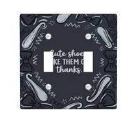 Placca di copertura per interruttore della luce doppia, giocosa moderna scarpa a zigzag nera in plastica nera dimensioni standard decorative da parete per nuovo appartamento casa camera da letto