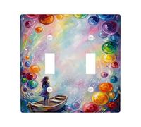 Placca di copertura per interruttore della luce doppia, impressionismo astratta figura barca nessuno multicolore plastica dimensioni standard piastra interruttore decorativo per nuovo appartamento